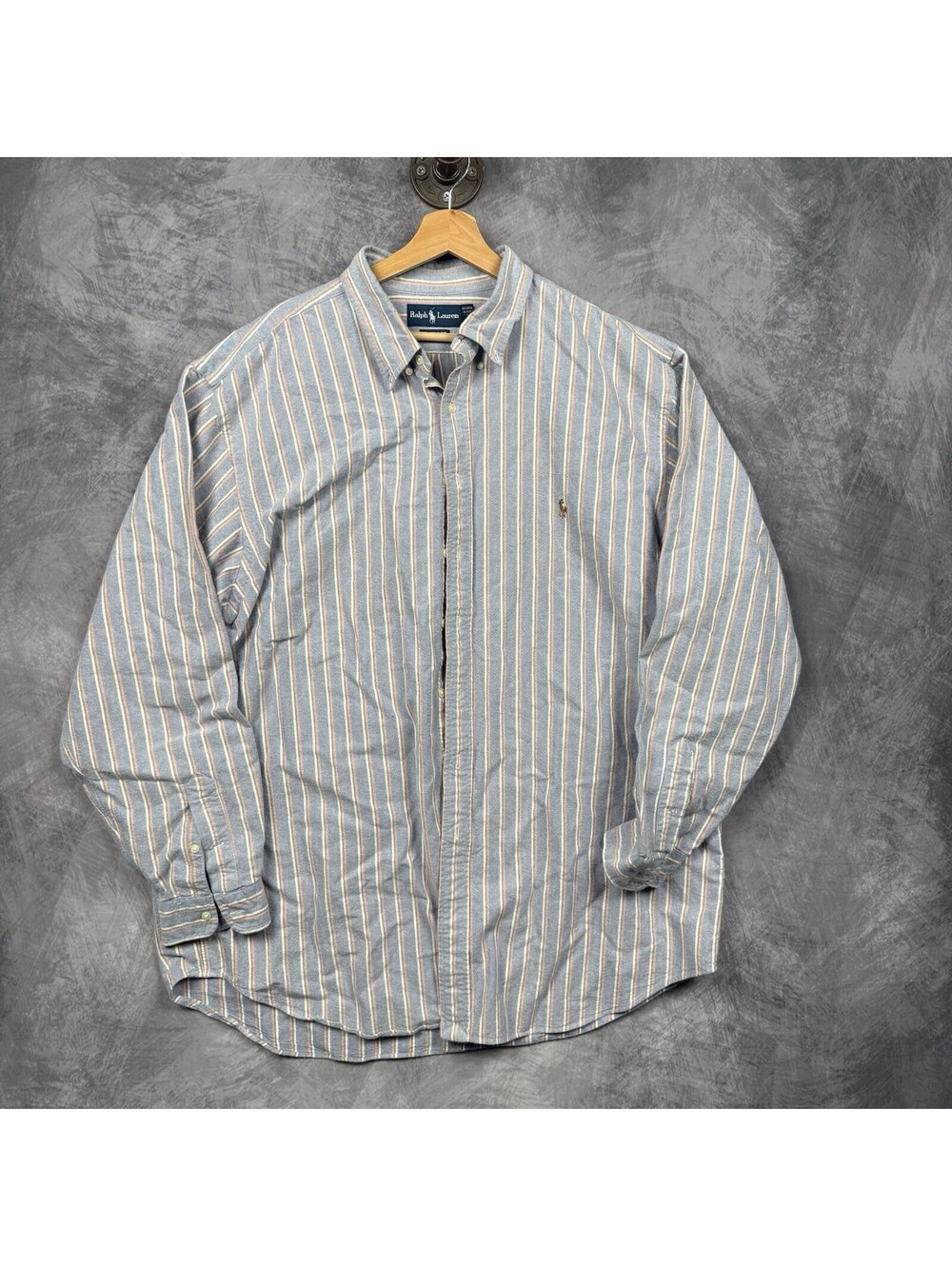 Ralph Lauren Button Down Shirt Mens 2XLT Striped Oxford Long Sleeve